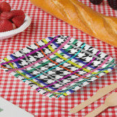 格子状数々のデザインの色の線千鳥格子の ペーパープレート