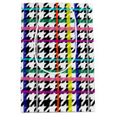 格子状数々のデザインの色の線千鳥格子の ミディアムペーパーバッグ (正面)