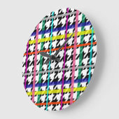 格子状数々のデザインの色の線千鳥格子の ラージ壁時計 (傾斜)