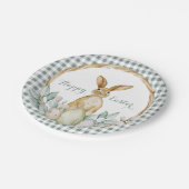 格子状水彩フローラリースハッピーイースター ペーパープレート (アングル)