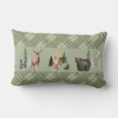 格子状素朴の水彩樹林動物林 ランバークッション (裏面)