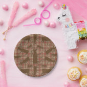 格子状素朴の茶色いムース紙プレート ペーパープレート (パーティー)