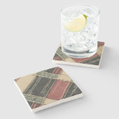 格子状素朴の ストーンコースター (横)