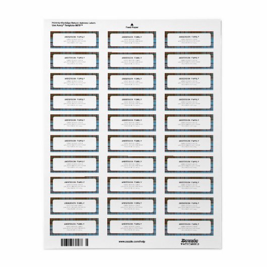 格子状素朴エレガントタータンチェック差出人住所 ラベル (フルシート)