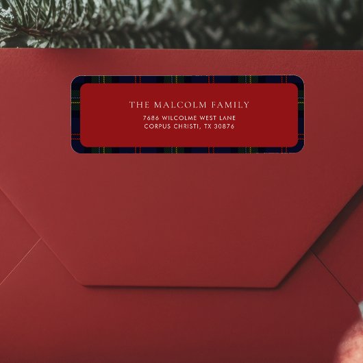 格子状素朴タータンチェック差出人住所 ラベル