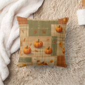 格子状素朴パッチ | ファームハウスオータム装飾用クッション クッション (ブランケット)