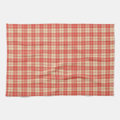 格子状赤と白の キッチンタオル (横)