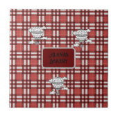 格子状赤と白の タイル (正面)