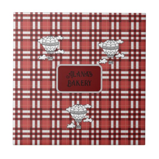 格子状赤と白の タイル (正面)