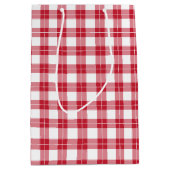 格子状赤と白模様 ミディアムペーパーバッグ (正面)