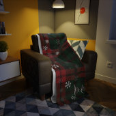 格子状雪の模様パーソナライズされた冬 フリースブランケット