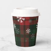 格子状雪の模様パーソナライズされた冬 紙コップ (裏面)