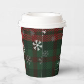 格子状雪の模様パーソナライズされた冬 紙コップ (右)