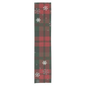 格子状雪片パターンクリスマスホリデー ショートテーブルランナー (正面)