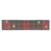 格子状雪片パターンクリスマスホリデー ショートテーブルランナー (横)