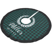 格子緑の休日の名前+年のクリスマス ブラッシュドポリエステルツリースカート (アングル)