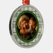 格子緑メモリアルフォトメタルオーナメント メタルオーナメント (右)