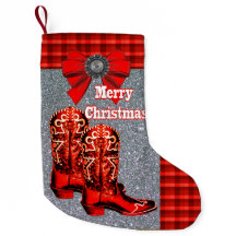 格子縞が付いている西部の赤いカウボーイ・ブーツ