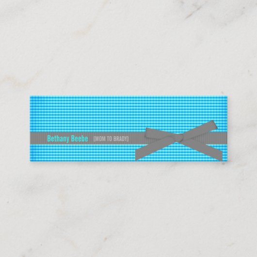 格子縞のお母さんのテレホンカード(ティール（緑がかった色）) コーリングカード (正面)