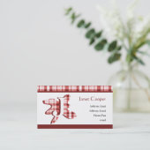 格子縞のしぶきのプロフィールカード: 赤レンガ色 名刺 (スタンド正面)