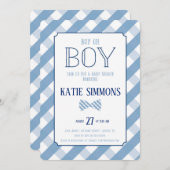 格子縞のちょうネクタイの南男の赤ちゃんのシャワーの招待状 招待状 (正面/裏面)