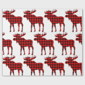 格子縞のアメリカヘラジカの包装紙 ラッピングペーパー (フラット)