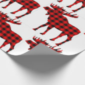 格子縞のアメリカヘラジカの包装紙 ラッピングペーパー (角)