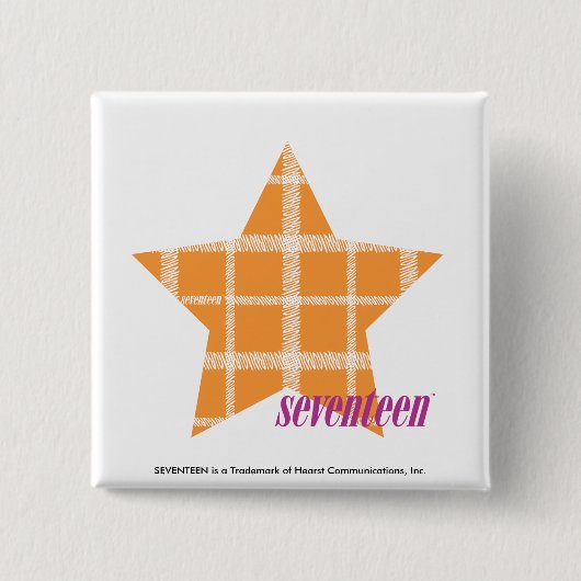 格子縞のオレンジ2 缶バッジ (正面)