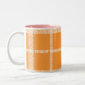 格子縞のオレンジ ツートーンマグカップ (左)