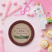 格子縞のカヌー + 矢の素朴な結婚式 ペーパープレート (パーティー)