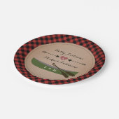 格子縞のカヌー + 矢の素朴な結婚式 ペーパープレート (アングル)