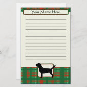 格子縞のクリスマスのビーグル犬の文房具 便箋 (正面/裏面)