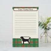 格子縞のクリスマスのビーグル犬の文房具 便箋 (スタンド正面)