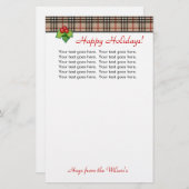 格子縞のクリスマスの個人的な文房具の赤 便箋 (正面/裏面)