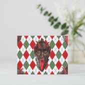 格子縞のクリスマスのkrampus シーズンポストカード (スタンド正面)