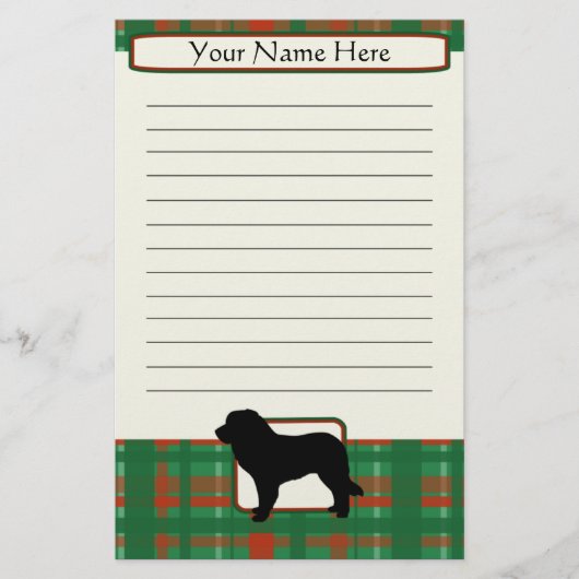 格子縞のクリスマスのLeonbergerの文房具 便箋 (正面)