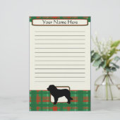 格子縞のクリスマスのLeonbergerの文房具 便箋 (スタンド正面)