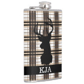 格子縞のシカのシルエットのフラスコ フラスク (右)