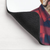 格子縞のシャツを着たブルドッグ マウスパッド (コーナー)