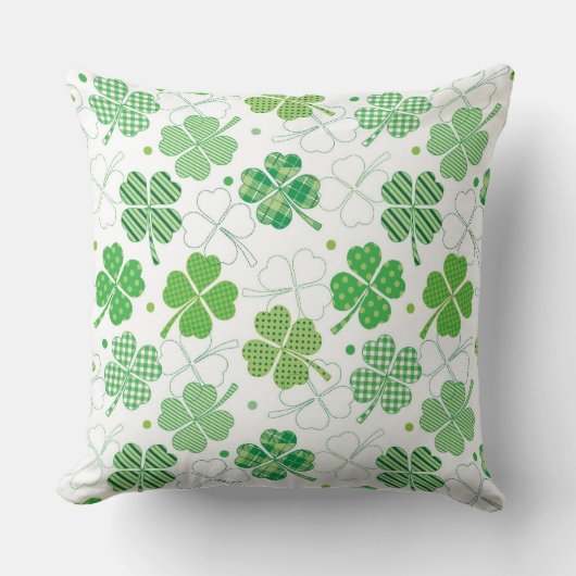 格子縞のシャムロック クッション (正面)