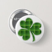 格子縞のシャムロック-ボタン 缶バッジ (正面&裏面)