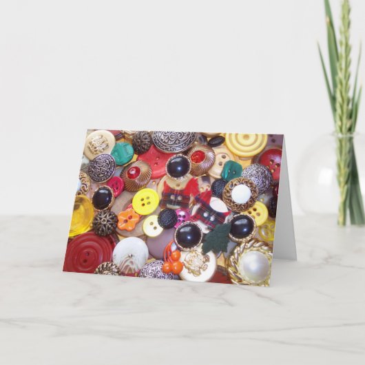 格子縞のスコッチテリア犬が付いているボタンのコラージュ カード (正面)