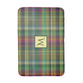 格子縞のタータンチェックの黄色のピンクの緑 バスマット (正面縦)