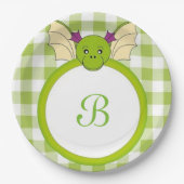 格子縞のドラゴン ペーパープレート (正面)