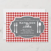 格子縞のナイフ及びフォークの招待状 招待状 (正面)