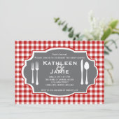格子縞のナイフ及びフォークの招待状 招待状 (スタンド正面)