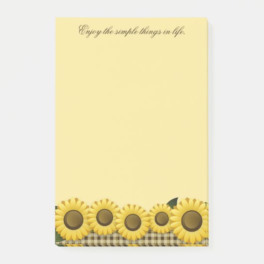 格子縞のヒマワリ4x6 ポストイット (正面)