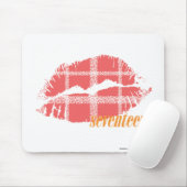格子縞のピンク マウスパッド (マウス)