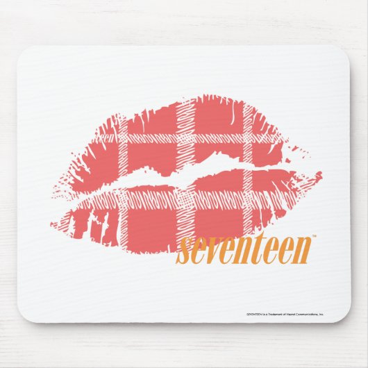 格子縞のピンク マウスパッド (正面)