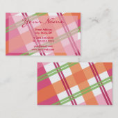 格子縞のプロフィールカードでかわいらしい 名刺 (正面/裏面)